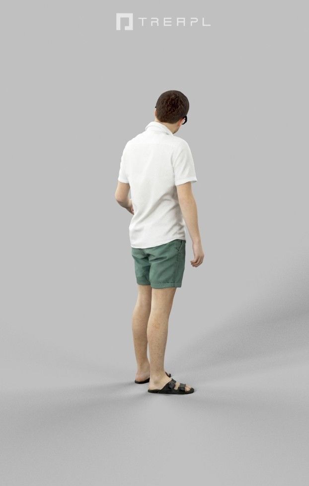 Veracity Casual Summer Man In Shorts explaining Low-poly 3D model_3