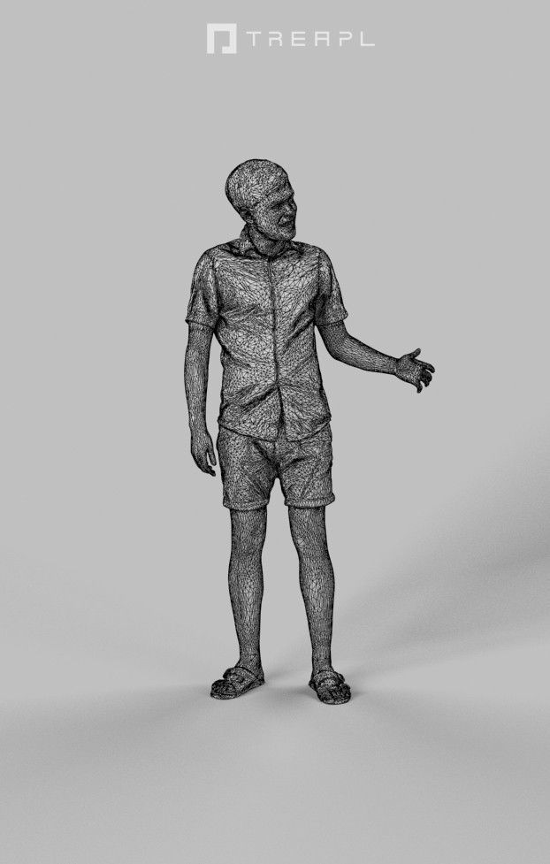 Veracity Casual Summer Man In Shorts explaining Low-poly 3D model_7