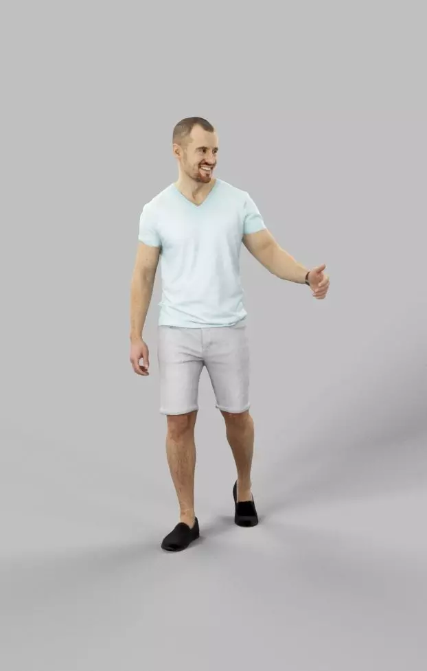 Master Casual Summer Man Walking While Holding his partner Low-poly 3D model_0
