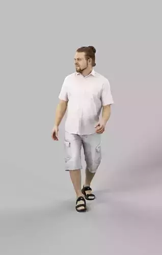 Casual Man Summer Keen Walking in Shorts Low-poly 3D model