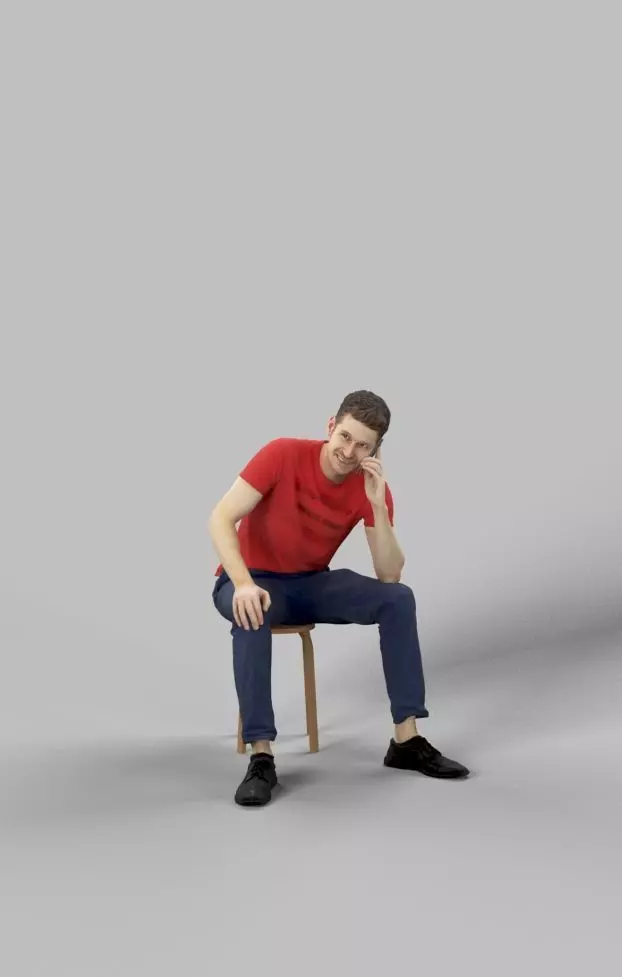 Jayne Casual Man Sitting Talking On The Phone Low-poly 3D model_0