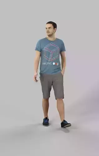 Jest Casual Summer Man in Shorts Walking Low-poly 3D model