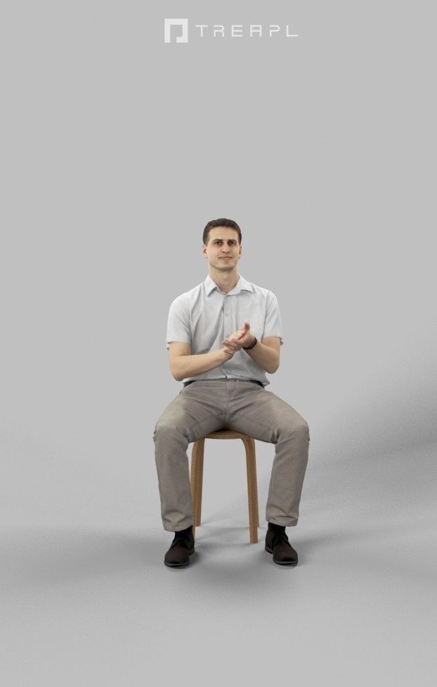 Romance Casual Man Sitting And Clapping Urban Low-poly 3D model_1