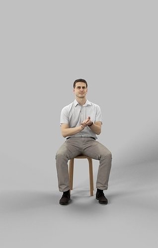 Romance Casual Man Sitting And Clapping Urban Low-poly 3D model