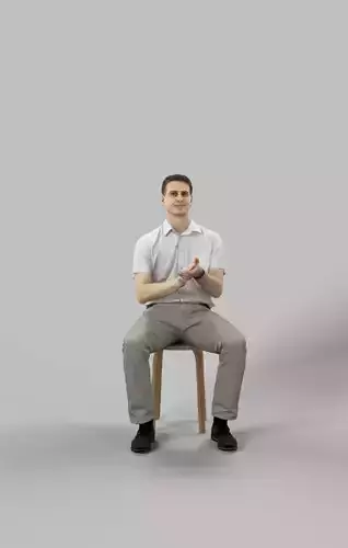 Romance Casual Man Sitting And Clapping Urban Low-poly 3D model