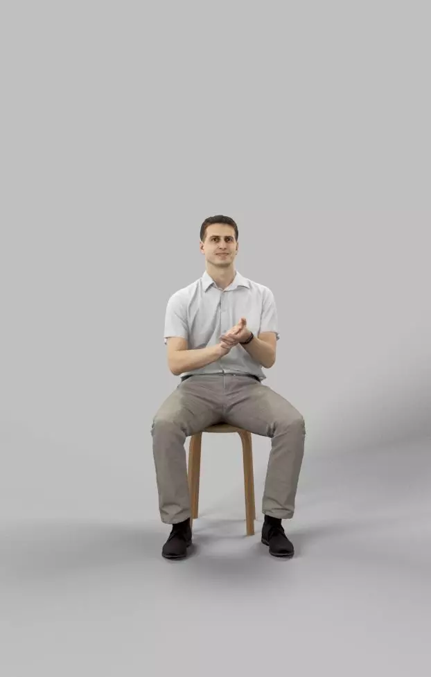 Romance Casual Man Sitting And Clapping Urban Low-poly 3D model_0