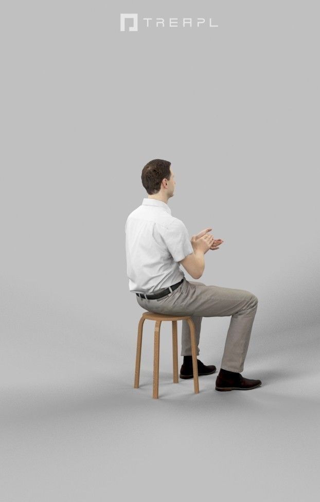 Romance Casual Man Sitting And Clapping Urban Low-poly 3D model_3