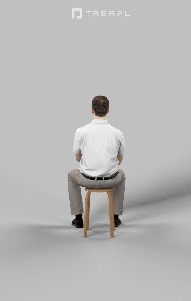 Romance Casual Man Sitting And Clapping Urban Low-poly 3D model_4