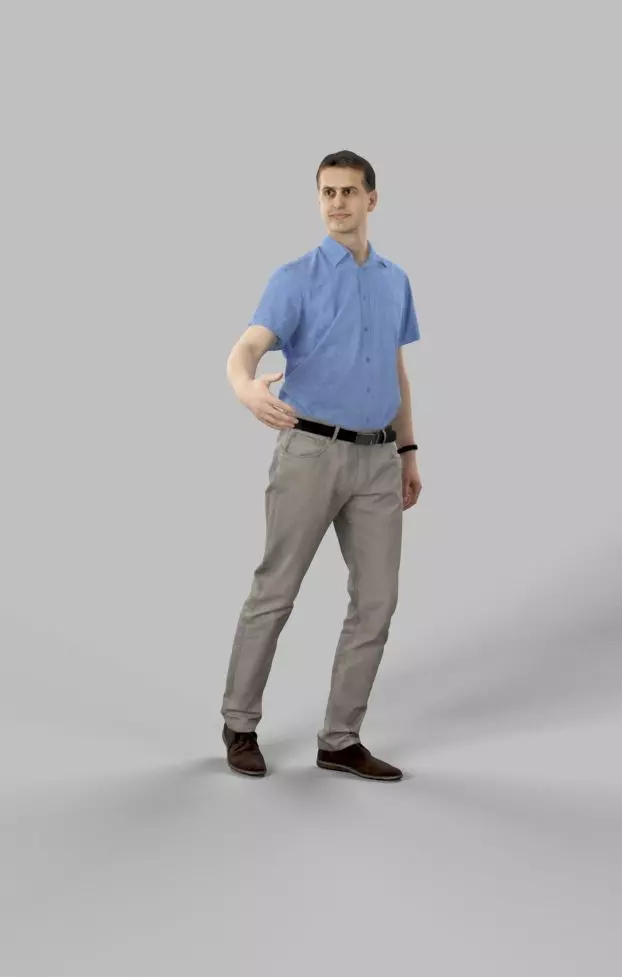 Romance Casual Man in a Shirt Walking with his partner Low-poly 3D model_0