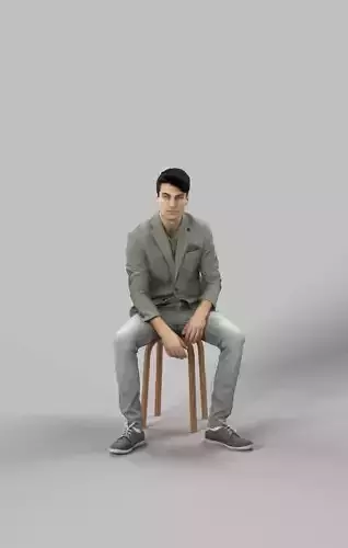 Casual Man Sitting Observing Prime Low-poly 3D model