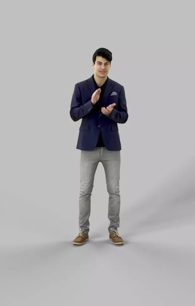 Casual Man Prime Elegant Standing While Clapping Hands Low-poly 3D model_0