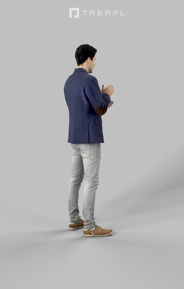 Casual Man Prime Elegant Standing While Clapping Hands Low-poly 3D model_3