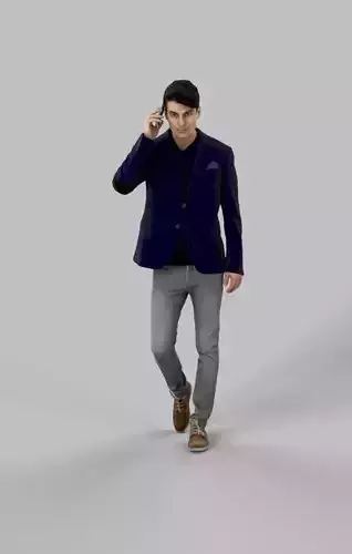 Prime A Smart Caual Man Walking Talking On His Cell Phone Low-poly 3D model