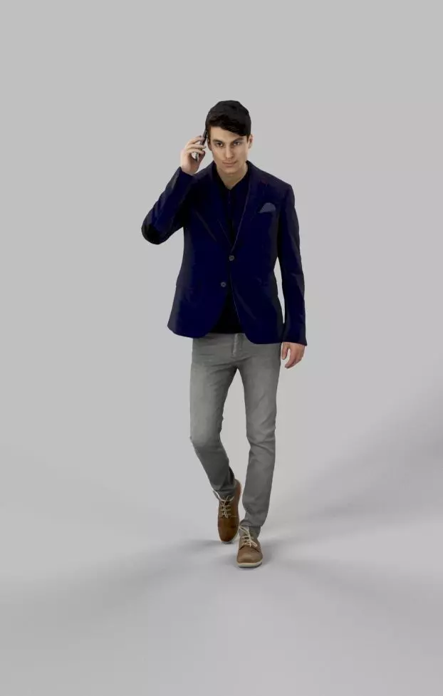 Prime A Smart Caual Man Walking Talking On His Cell Phone Low-poly 3D model_0
