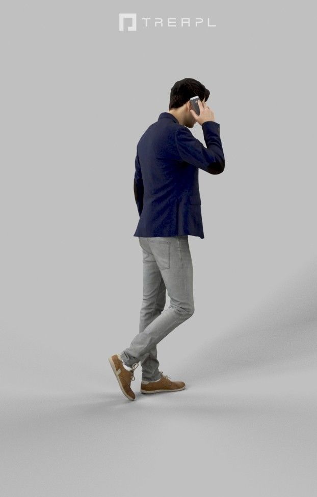 Prime A Smart Caual Man Walking Talking On His Cell Phone Low-poly 3D model_3