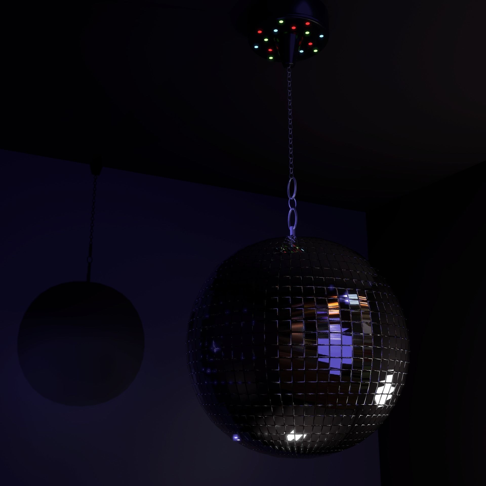 Mirror disco ball Low-poly 3D model_1