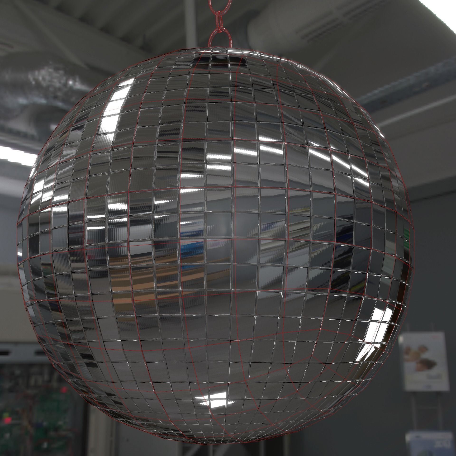 Mirror disco ball Low-poly 3D model_15