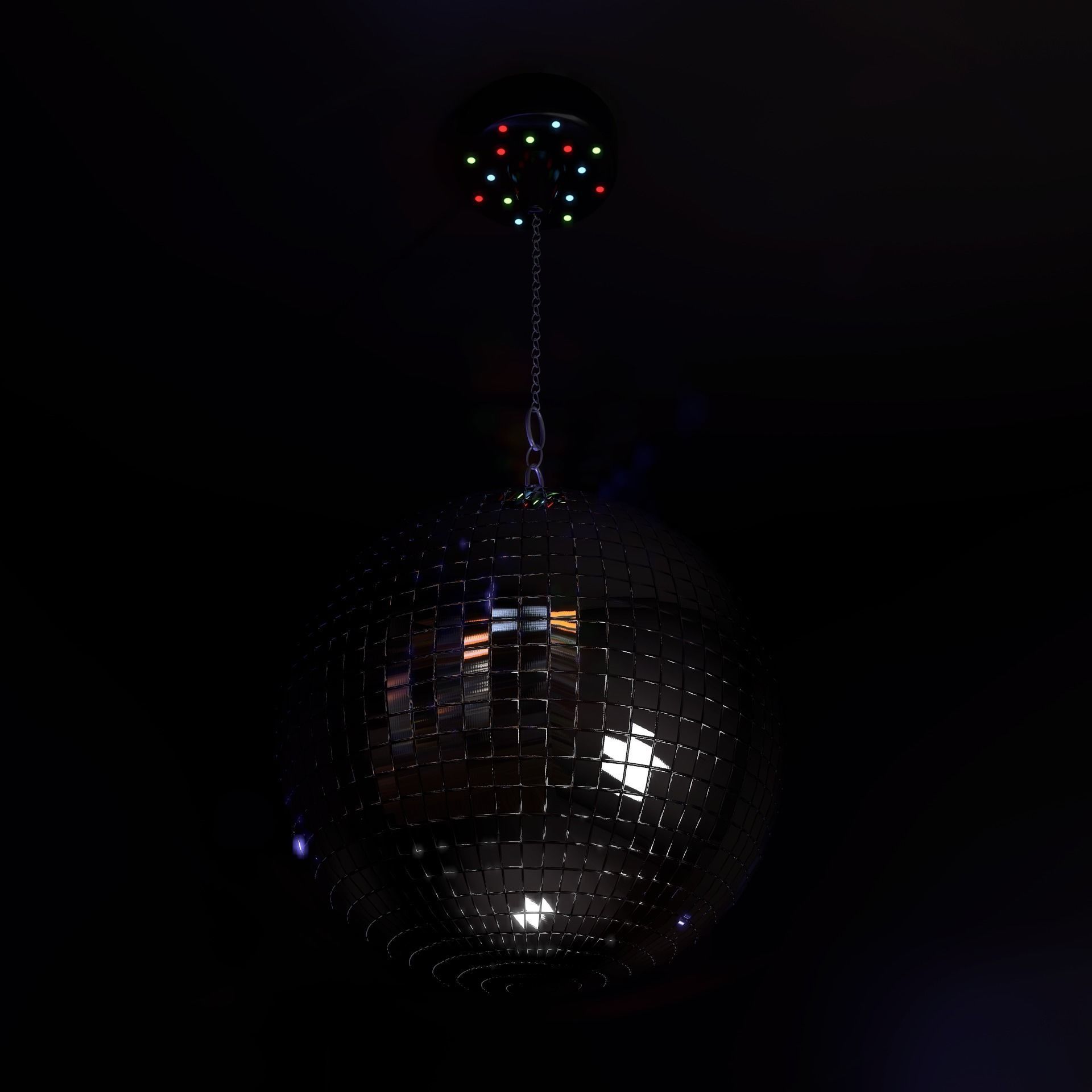 Mirror disco ball Low-poly 3D model_3