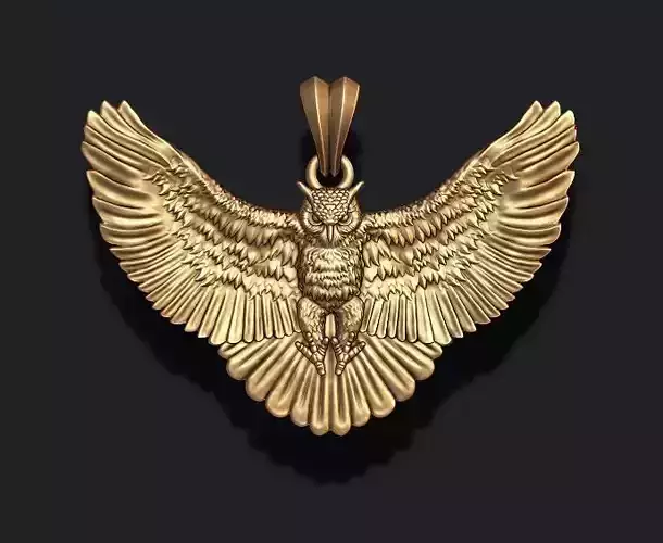 owl pendant basrelief 3D print model