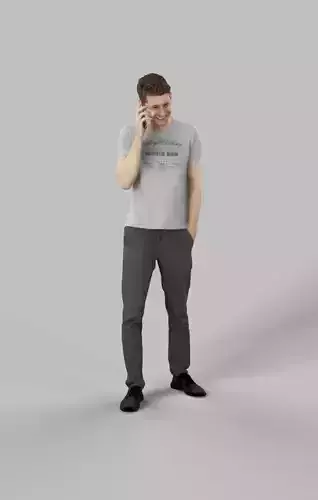 Casual Man Jayne Elegant Standing Talking On The Phone Low-poly 3D model Casual Man Jayne Elegant Standing Talking On The Phone Low-poly 3D model