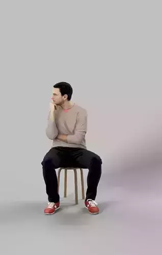 Jest Smart Casual Sitting Man Thinking Low-poly 3D model