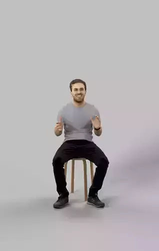 Flow Casual Man In a T-Shirt And Trousers Sitting Explaining