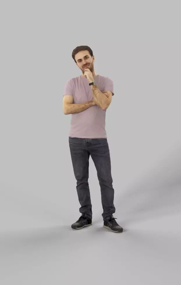 Flow a Casual Man Standing Listening Low-poly 3D model_0