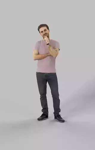 Flow a Casual Man Standing Listening Low-poly 3D model