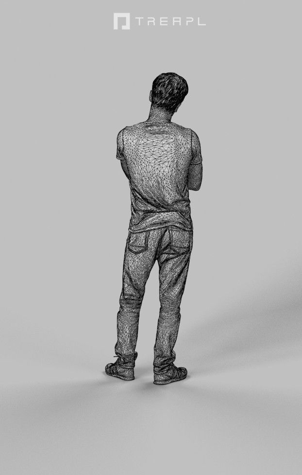 Flow a Casual Man Standing Listening Low-poly 3D model_8