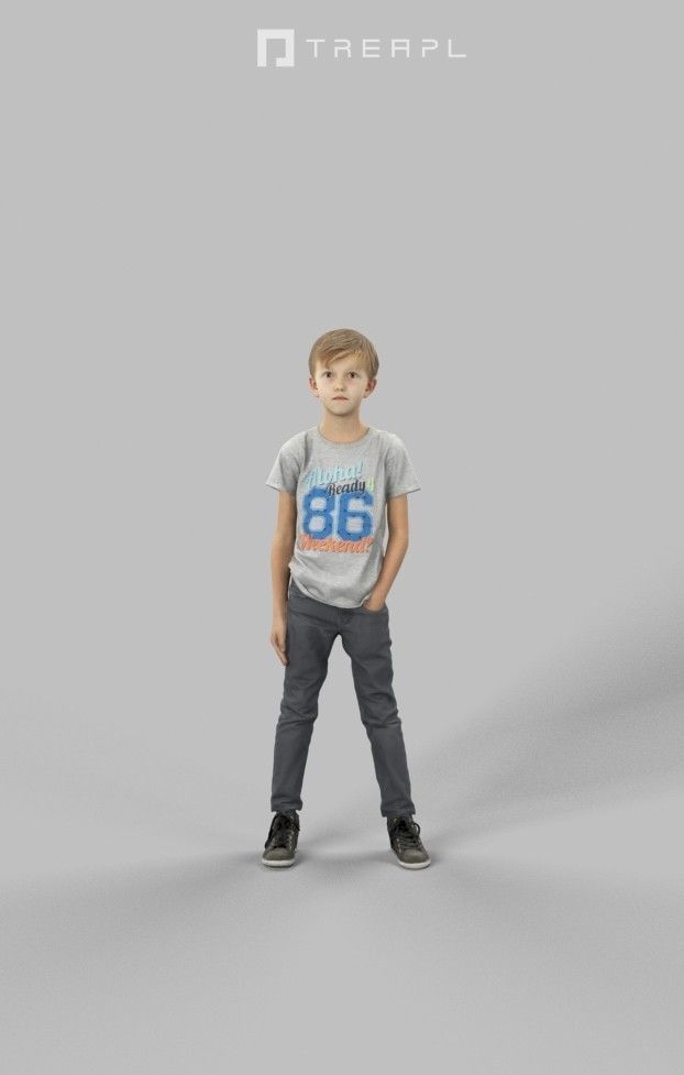 Story Casual Boy Standing Listening Low-poly 3D model_1