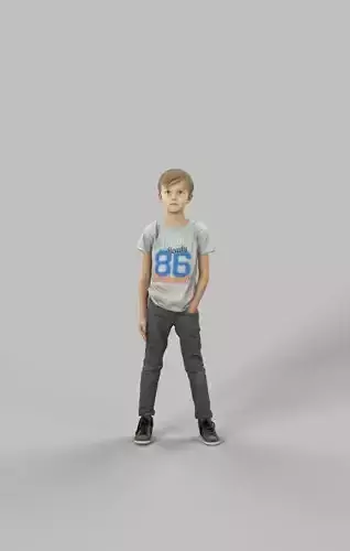 Story Casual Boy Standing Listening Low-poly 3D model
