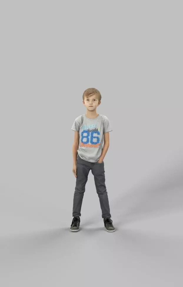Story Casual Boy Standing Listening Low-poly 3D model_0
