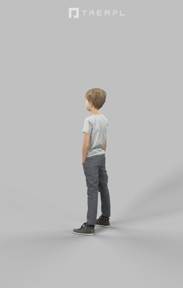Story Casual Boy Standing Listening Low-poly 3D model_5