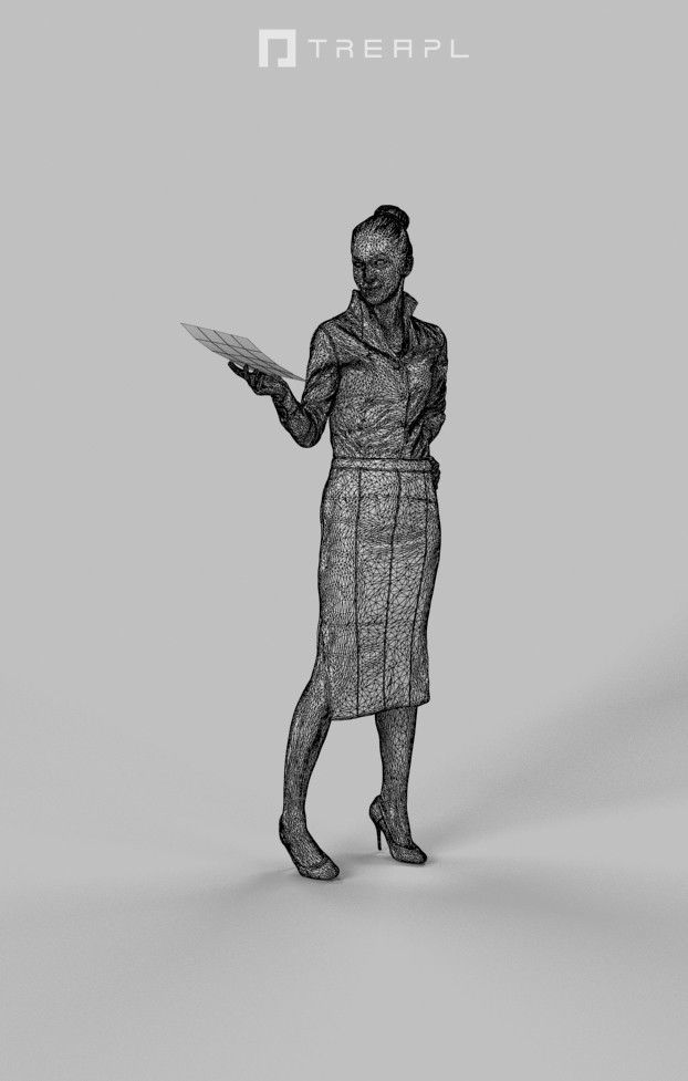 Business Woman Standing Handing Over A Document Mirage Low-poly 3D model_7