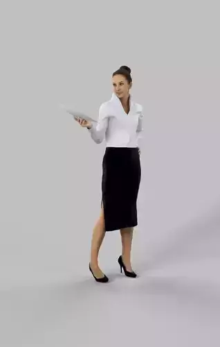 Business Woman Standing Handing Over A Document Mirage Low-poly 3D model