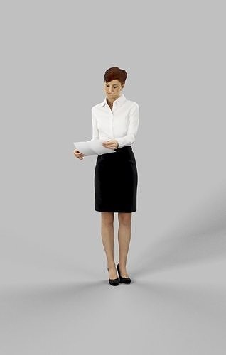 Luna A Business Woman Standing While Checking Documents Low-poly 3D model