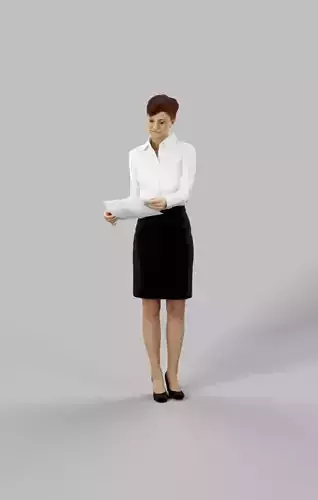 Luna A Business Woman Standing While Checking Documents Low-poly 3D model