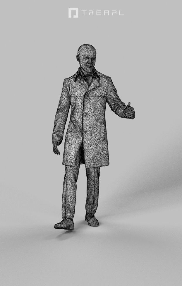 Master A Walking Business Man Arriving At A Meeting Low-poly 3D model_7