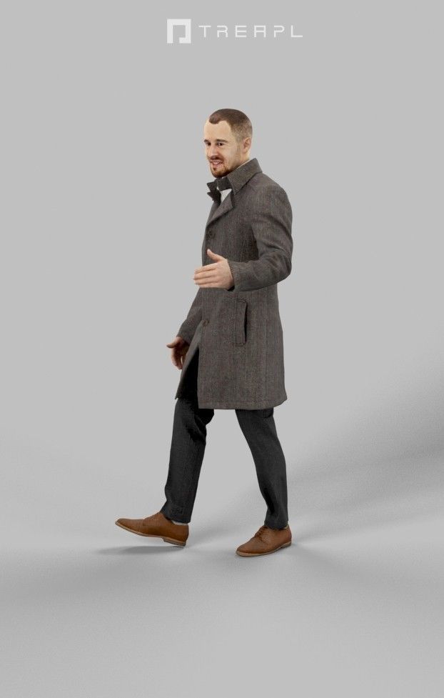 Master A Walking Business Man Arriving At A Meeting Low-poly 3D model_6