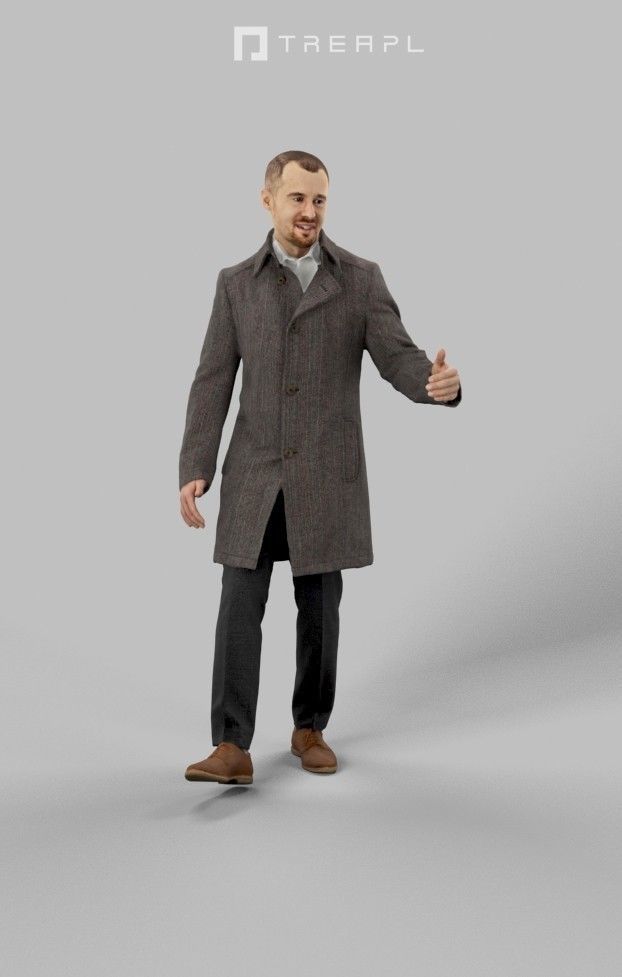 Master A Walking Business Man Arriving At A Meeting Low-poly 3D model_1