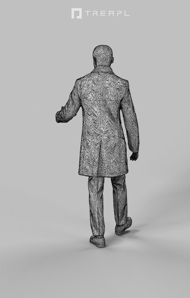 Master A Walking Business Man Arriving At A Meeting Low-poly 3D model_8