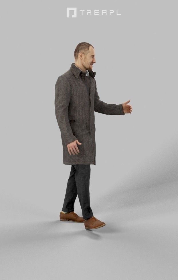 Master A Walking Business Man Arriving At A Meeting Low-poly 3D model_2