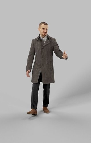 Master A Walking Business Man Arriving At A Meeting Low-poly 3D model