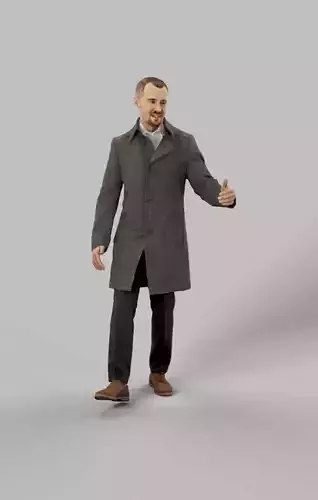 Master A Walking Business Man Arriving At A Meeting Low-poly 3D model