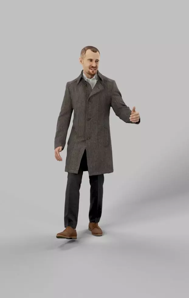 Master A Walking Business Man Arriving At A Meeting Low-poly 3D model_0
