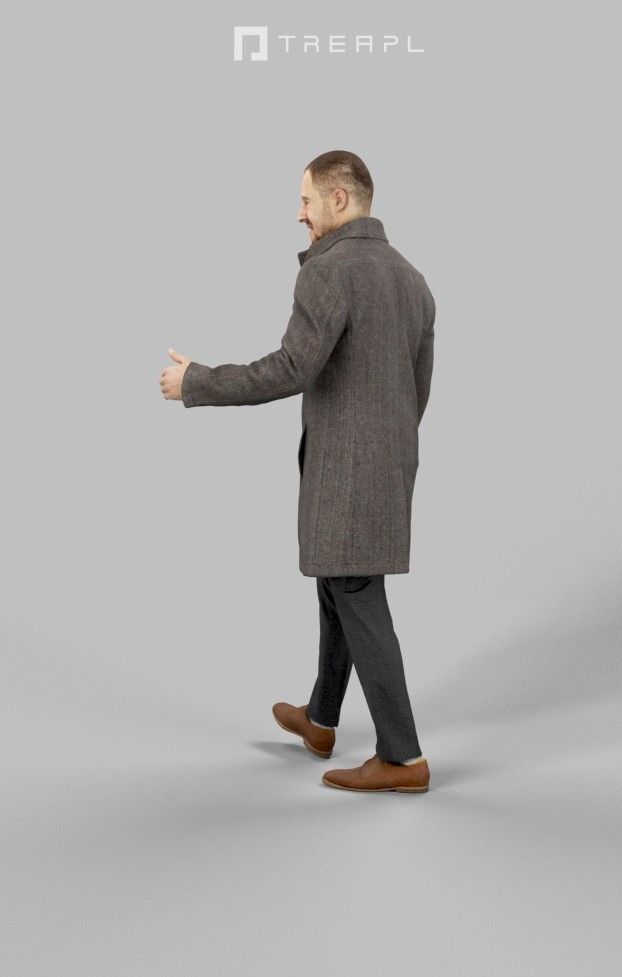 Master A Walking Business Man Arriving At A Meeting Low-poly 3D model_5