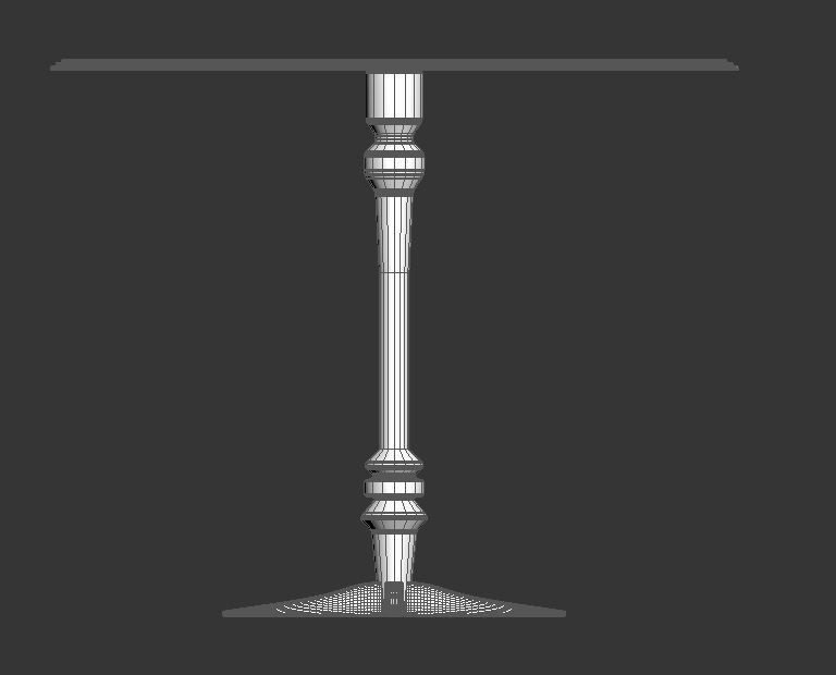 White colored desk 3D model_2