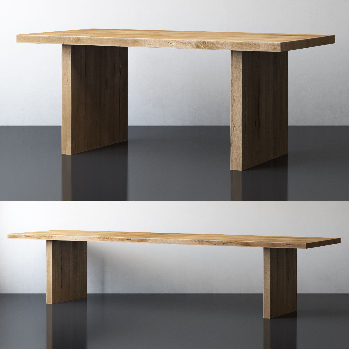 RECLAIMED RUSSIAN OAK PLANK RECTANGULAR DINING TABLE 3D model_1