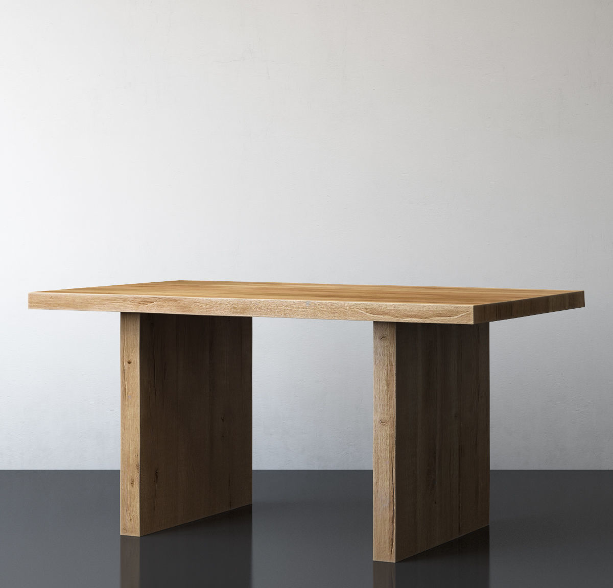 RECLAIMED RUSSIAN OAK PLANK RECTANGULAR DINING TABLE 3D model_2