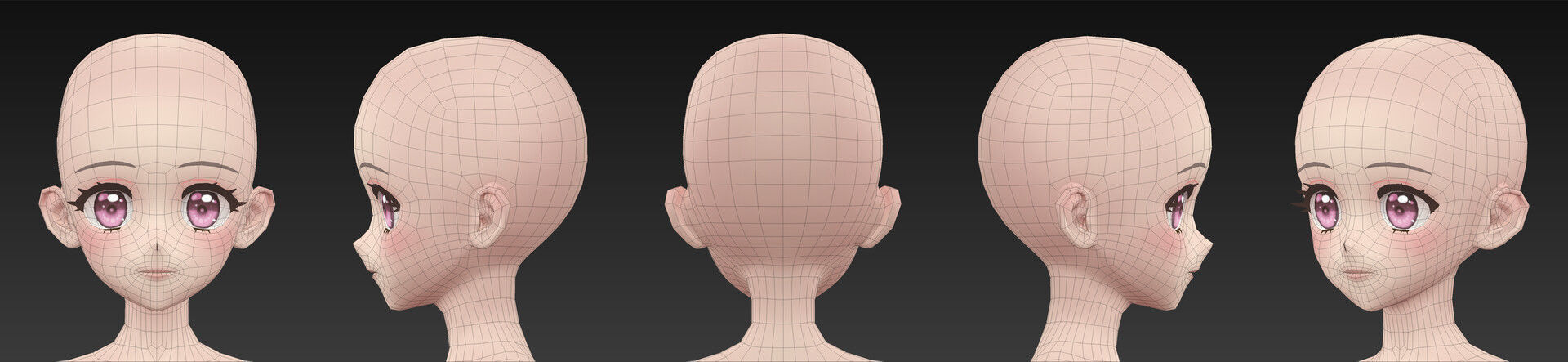 Anime Girl BaseMesh 3D model_5